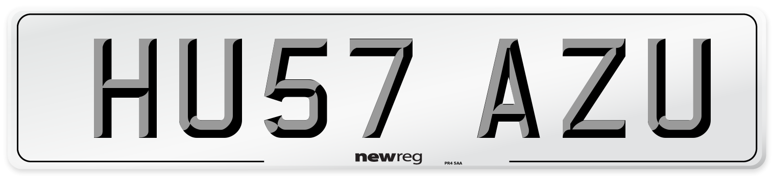 HU57 AZU Number Plate from New Reg